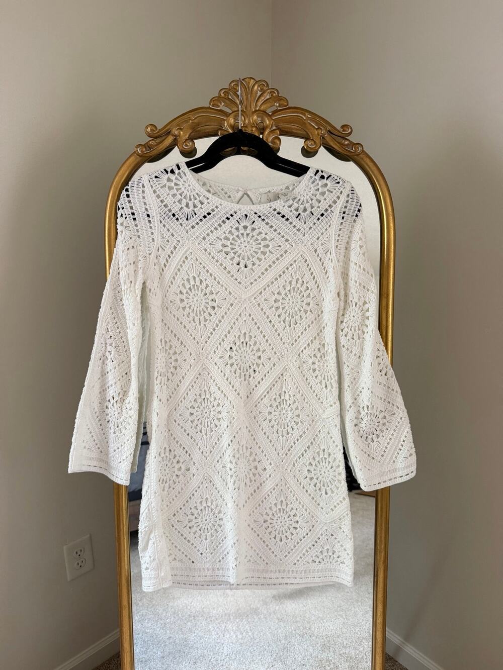 Joie White Ivory Crochet Lace Boho Dress